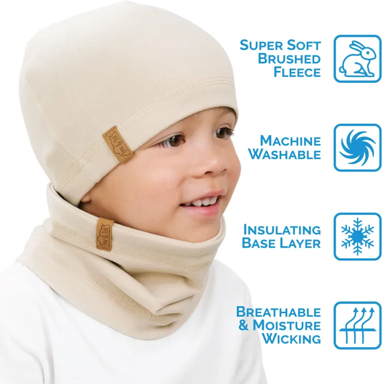 Kids Thermal Beanie Caps | Oatmeal