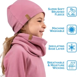 Kids Thermal Beanie Caps | Dusty Rose
