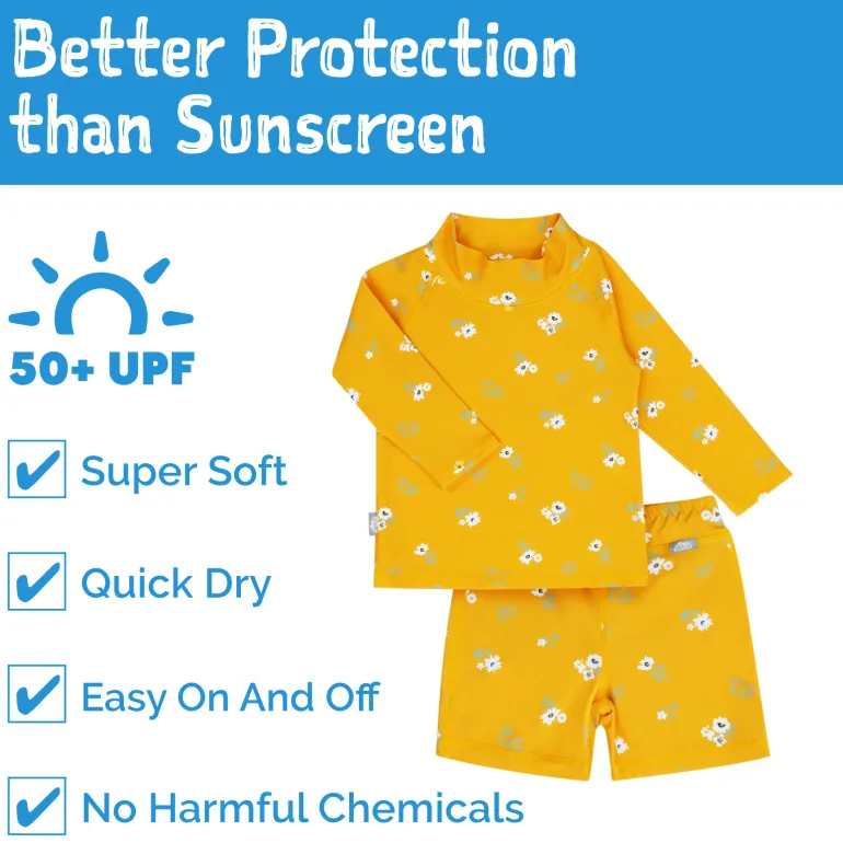 Kids UV Rashguard Set | Yellow Flower