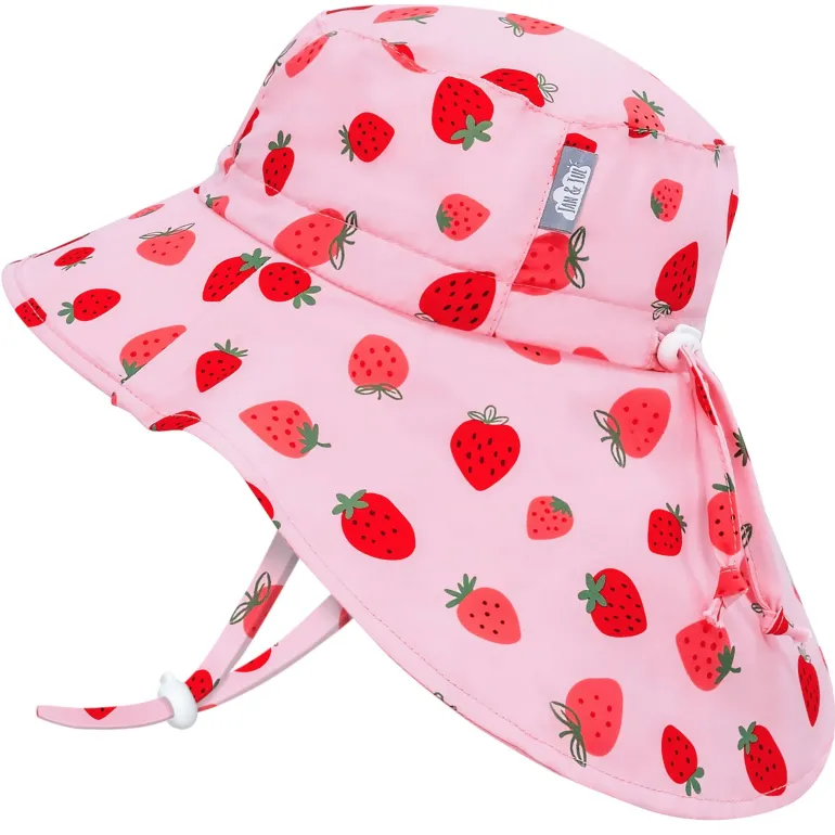 Kids Water Repellent Adventure Hats | Pink Strawberry
