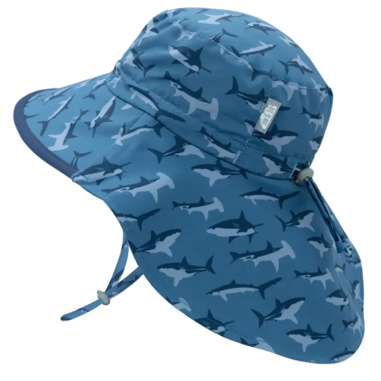 Kids Water Repellent Adventure Hats | Shark with Navy Trim