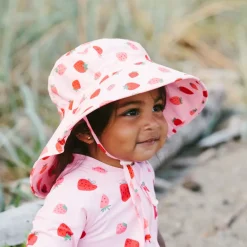 Kids Water Repellent Adventure Hats | Pink Strawberry
