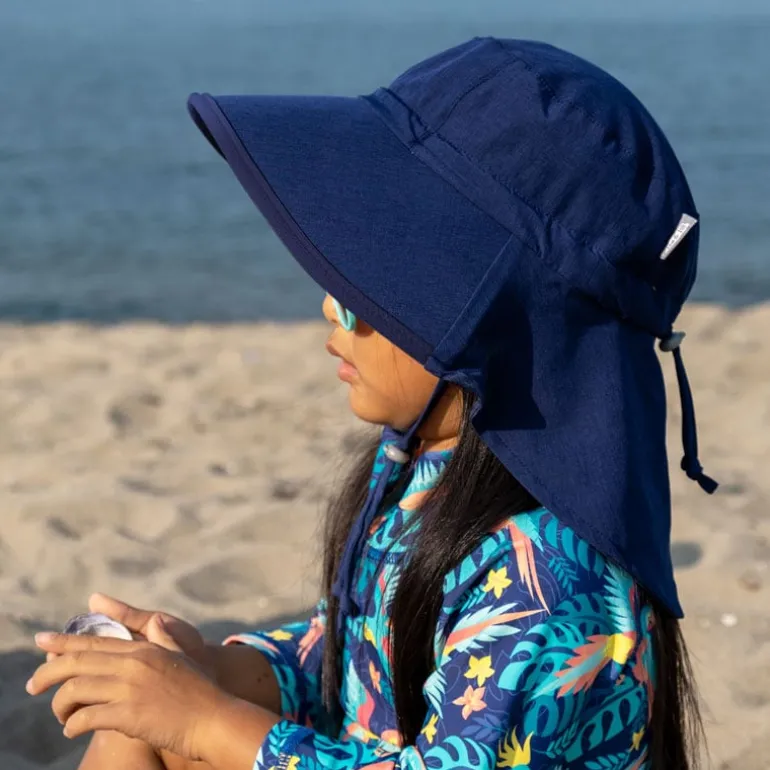 Kids Water Repellent Adventure Hats | Navy with Navy Trim