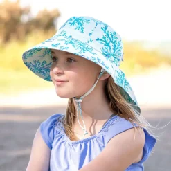 Kids Water Repellent Adventure Hats | Blue Coral