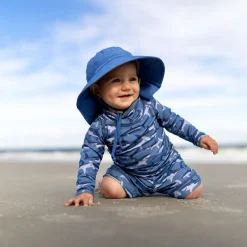 Kids Water Repellent Adventure Hats | Blue with Blue Trim