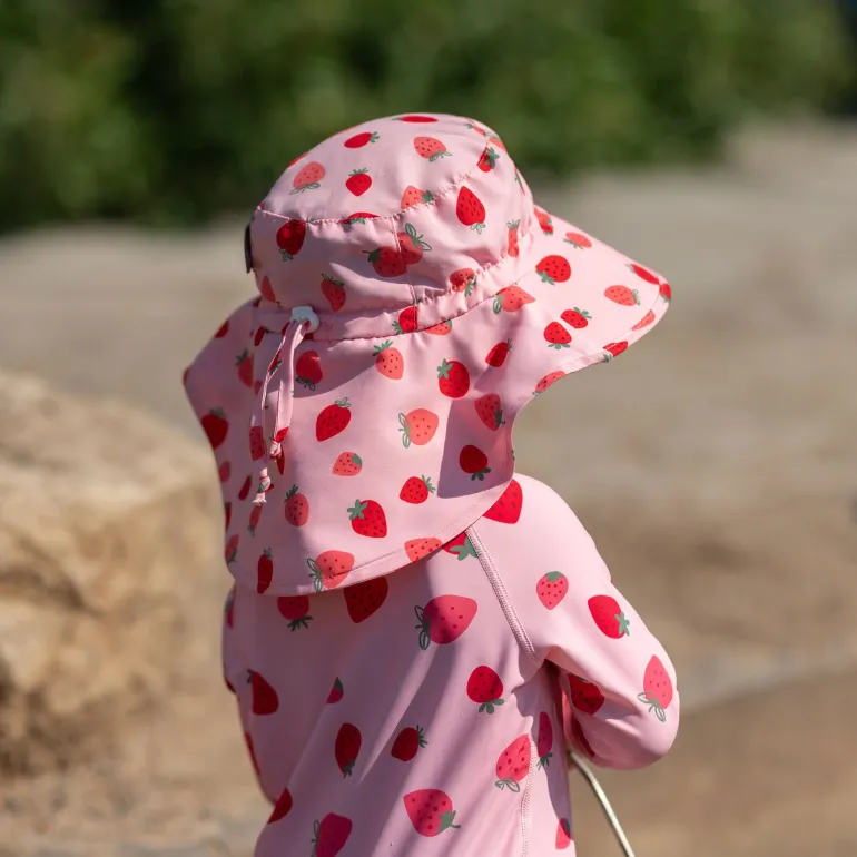 Kids Water Repellent Adventure Hats | Pink Strawberry