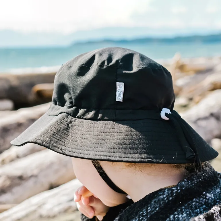 Kids Water Repellent Bucket Hats | Black