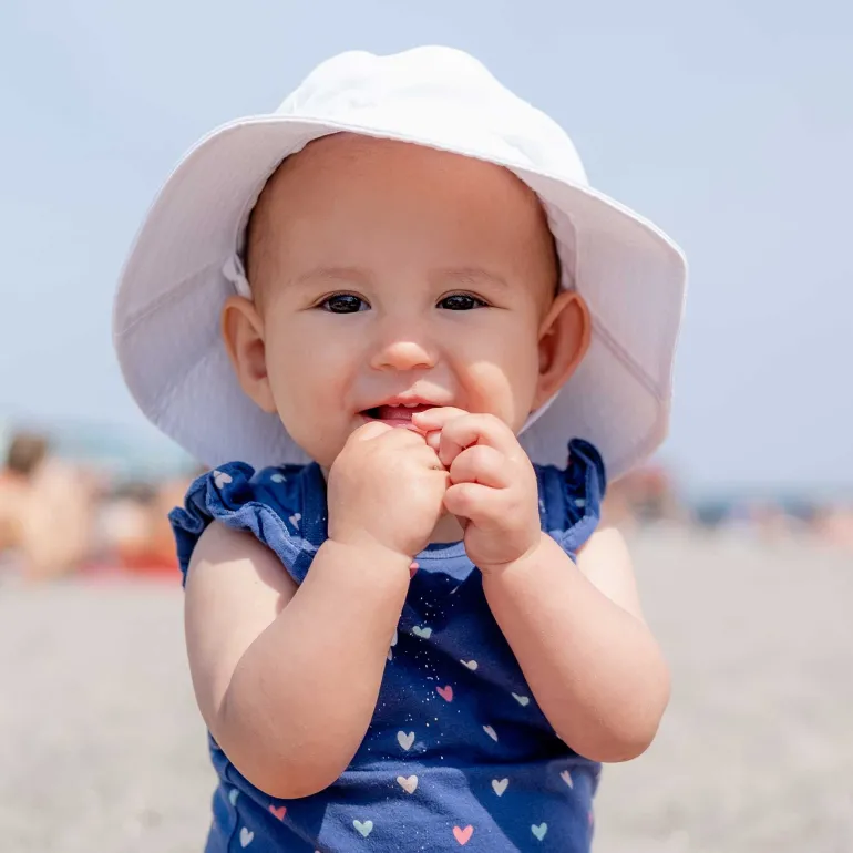 Kids Water Repellent Bucket Hats | White