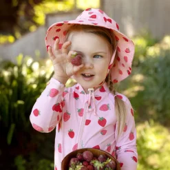 Kids Water Repellent Bucket Hats | Pink Strawberry