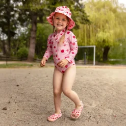 Kids Water Repellent Bucket Hats | Pink Strawberry
