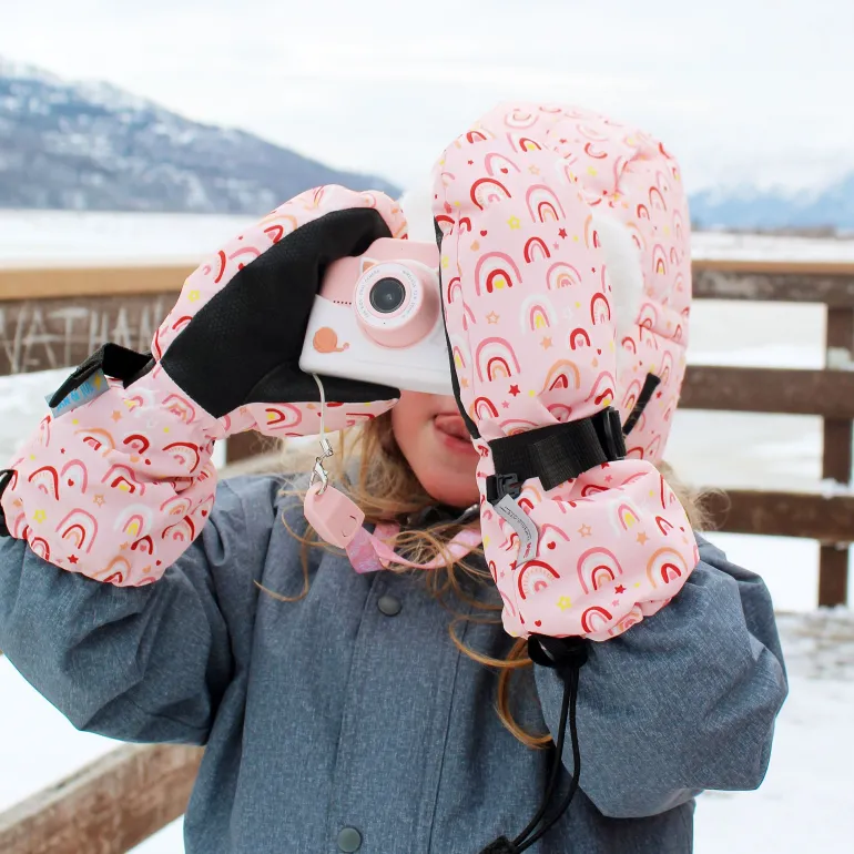 Kids Waterproof Mittens | Pink Rainbow
