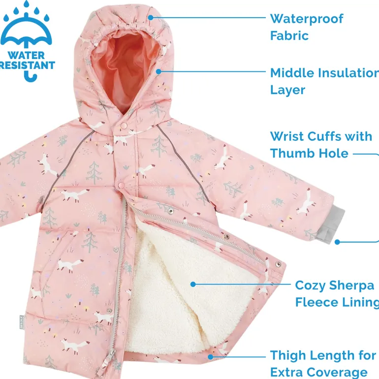 Kids Waterproof Winter Coat | Pink Forest