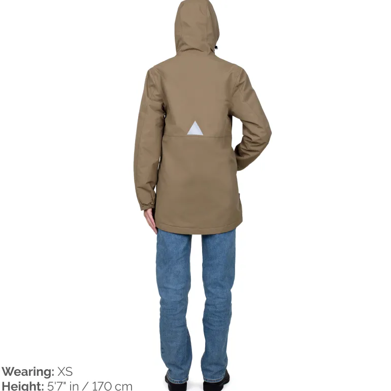 Women's Fleece Lined Rain Jacket | Earthy Khaki