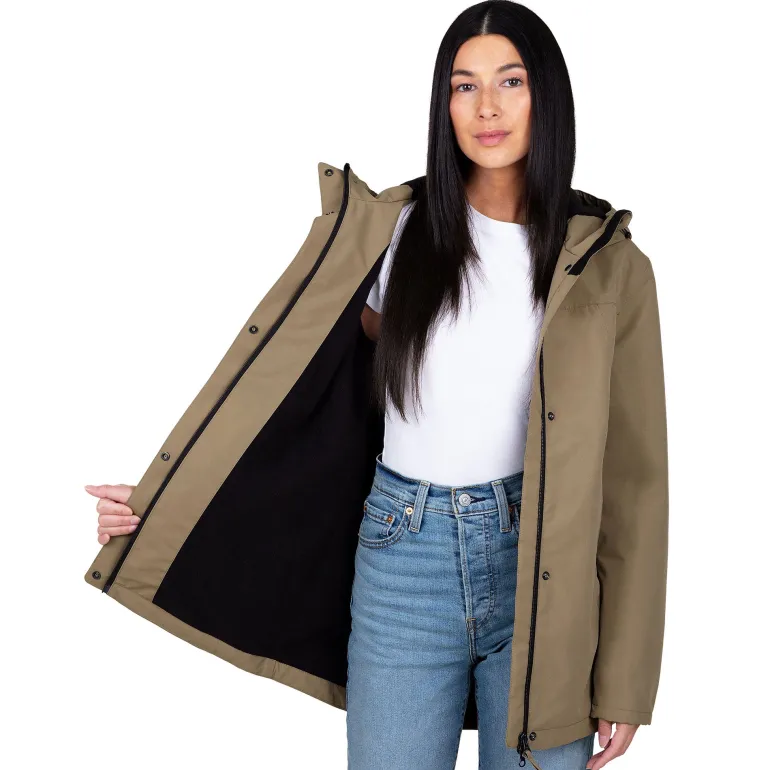 Women's Fleece Lined Rain Jacket | Earthy Khaki