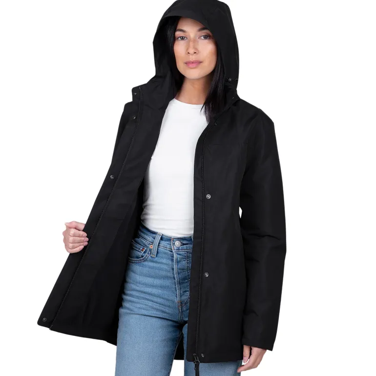 Women's Fleece Lined Rain Jacket | Black