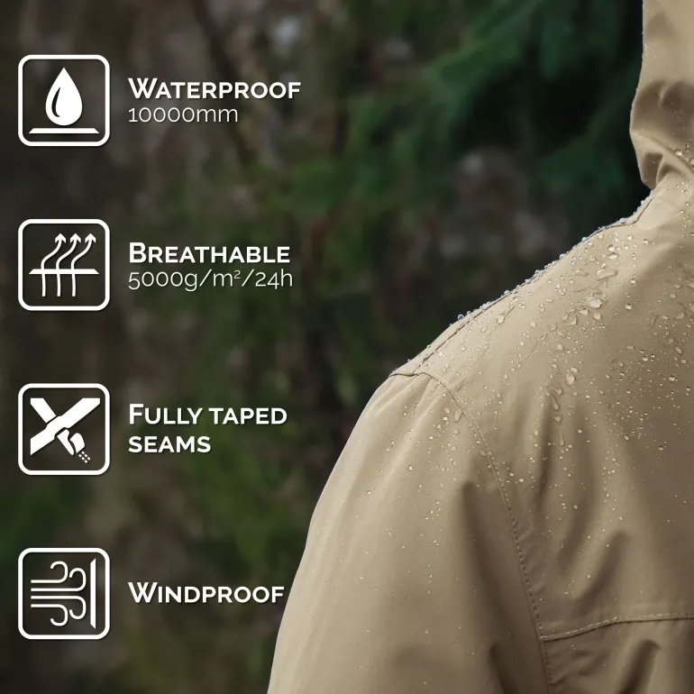 Women's Fleece Lined Rain Jacket | Earthy Khaki