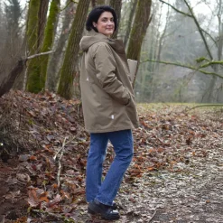 Women's Fleece Lined Rain Jacket | Earthy Khaki